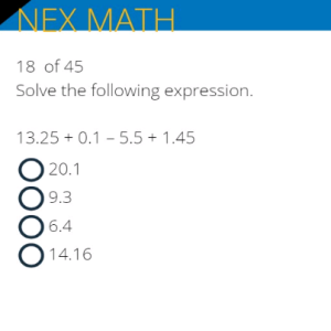 Pre-Admission Exam NEX Math