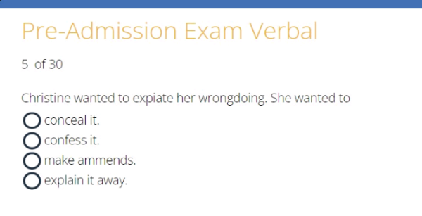 Pre-Admission Exam Verbal